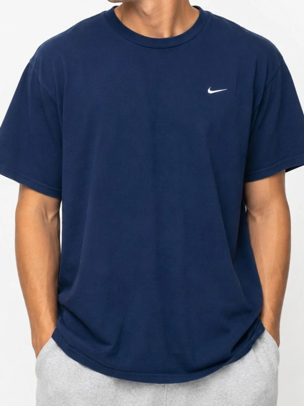 Nike Navy Embroidered Swoosh Tee Men's XL